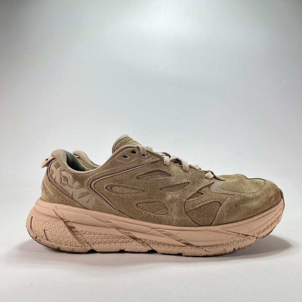 HOKA Clifton L Suede Shifting Sand Dune Walking Shoes 1122571 SSDD Men's Size 12